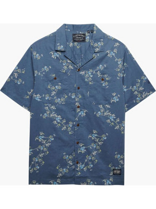 Superdry Ανδρικό Πουκάμισο Βαμβακερό Κοντομάνικο Κανονική Γραμμή Πετρόλ M4011130A-KAI