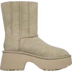 UGG Classic Twin Seam Γυναικεία Μποτάκια Suede Μπεζ με Χοντρό Χαμηλό Τακούνι και Γούνα 1158313-MDSD