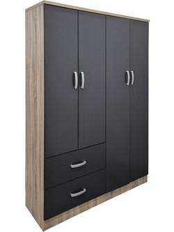 Pakoworld Τετράφυλλη Ντουλάπα Ρούχων Athos Sonoma 120.5x42x181cm 383-000213