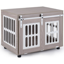 Costway Ξύλινο Κλουβί Σκύλου Crate Έπιπλο Μεσαίο Εσωτερικού Χώρου Γκρι 80x56x62.5cm