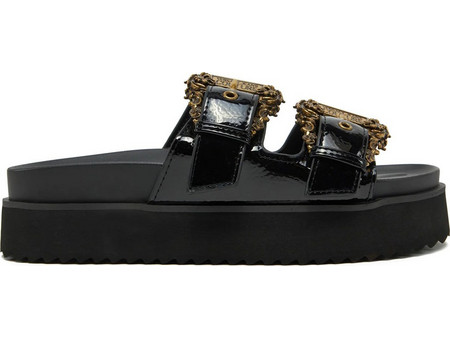 Versace Καλοκαιρινές Γυναικείες Πλατφόρμες Χαμηλές Μαύρες 78VA3SM1ZS539-899