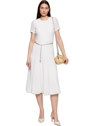 Michael Kors Midi Καλοκαιρινό Βραδινό Φόρεμα Λευκό MS683DUKS1-100WHITE