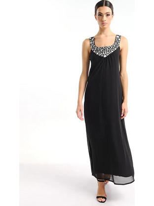 Inart Ble Maxi Καλοκαιρινό Βραδινό Φόρεμα Μαύρο 5-41-648-0068