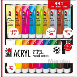 Marabu Effect Σετ Ακρυλικά Χρώματα Ζωγραφικής 36ml 18τμχ