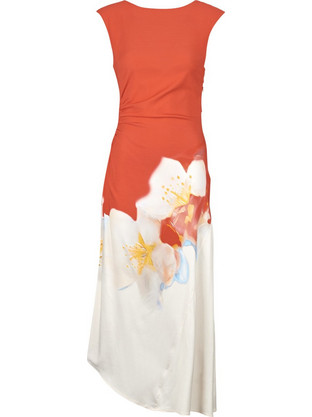 Desigual Lida Midi Καλοκαιρινό Βραδινό Φόρεμα Floral Πορτοκαλί 26SWVW18-7019