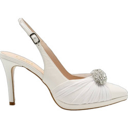 Lodi Γόβες Slingback Δερμάτινες με Τακούνι Στιλέτο με Φιάπα & Στρας Λευκές LULU-C1