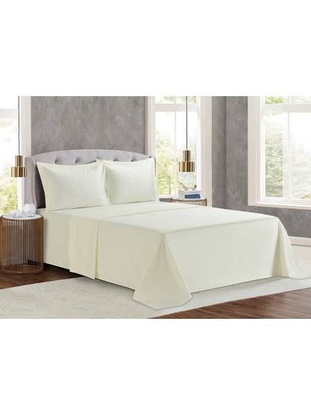 Liolios Home Σετ Σεντόνια Υπέρδιπλα Βαμβακοσατέν 245x270 Monaco Ivory