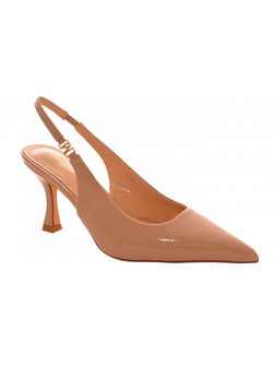 Maison Minrelle Γόβες Slingback Δερμάτινες με Λεπτό Ψηλό Τακούνι Μπεζ 10633009