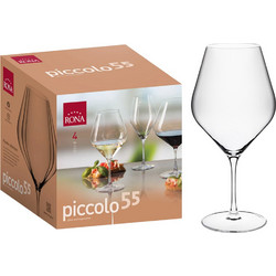 Rona Σετ Ποτήρια Κρασιού Γυάλινα Κολωνάτα Piccolo 550ml 4τμχ S89003