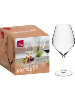 Rona Σετ Ποτήρια Κρασιού Γυάλινα Κολωνάτα Piccolo 550ml 4τμχ S89003