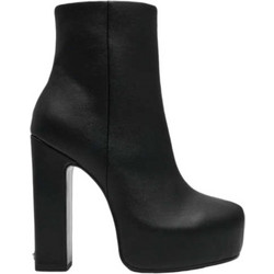 Steve Madden Γυναικεία Μποτάκια Αστραγάλου Δερμάτινα Μαύρα με Χοντρό Πολύ Ψηλό Τακούνι 11004822-050