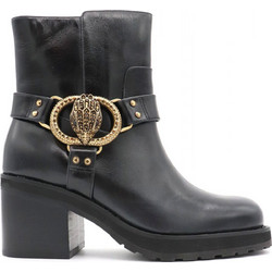 Kurt Geiger Γυναικεία Μποτάκια Αστραγάλου Δερμάτινα Μαύρα με Χοντρό Χαμηλό Τακούνι 4993400109-00