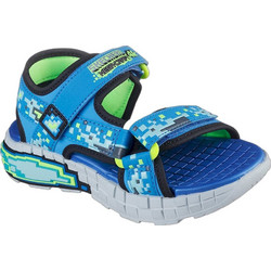 Skechers Παιδικά Πέδιλα για Αγόρι Ανατομικά με Φωτάκια Royal Blue Lime 401490N-BLBK
