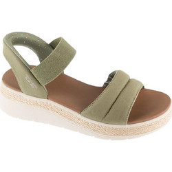 Skechers Bobs Sun Ray Δερμάτινα Γυναικεία Σανδάλια Πράσινο Mint 114413-OLV