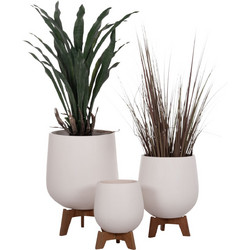 HomeMarkt Tryll Σετ Γλάστρες Στρογγυλές Fiber Cement Λευκές 41.5x63cm 3τμχ HM4681.02