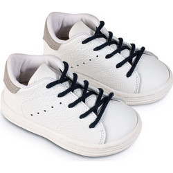 Babywalker Βαπτιστικά Sneakers για Αγόρι Δερμάτινα Ανατομικά Λευκά Γκρι BS3071