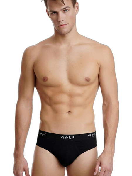 Walk Ανδρικά Σλιπ Βαμβακερά Μαύρα 2Pack W1769