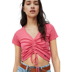 Pepe Jeans Freja Γυναικείο Καλοκαιρινό Crop Top Ριπ Φούξια PL504855-346