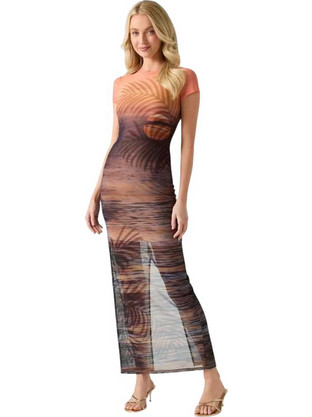 Guess Maxi Καλοκαιρινό Βραδινό Φόρεμα Μαύρο W6GKA9K3607-F6N5