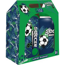 Must Soccer Πλαστικό Παιδικό Σετ Δοχείο Φαγητού Μπλε 800ml