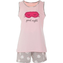 Gsecret Good Night Babydoll Καλοκαιρινό Ροζ Γκρι 5635-38005