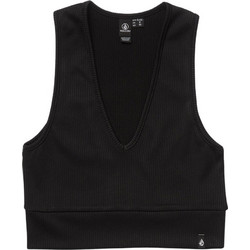 Volcom Γυναικείο Καλοκαιρινό Crop Top Ριπ Μαύρο B0112507