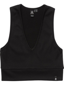Volcom Γυναικείο Καλοκαιρινό Crop Top Ριπ Μαύρο B0112507