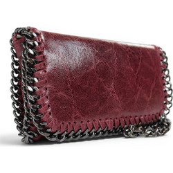 Passaggio Leather Γυναικείο Τσαντάκι Χιαστί Δερμάτινο Μπορντό με Αλυσίδα 5807-KR-59