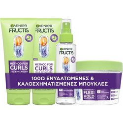 Garnier Fructis Method For Curls Σετ Περιποίησης Μαλλιών Σαμπουάν 200ml + Conditioner 200ml + Spray 150ml + Gel 370ml