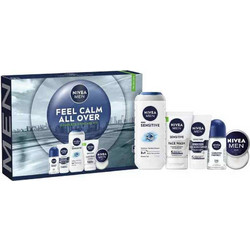 Nivea Men Skincare Calm All Over Shower Gel Sensitive 250ml + Sensitive Protect Deodorant Roll-On 50ml + Sensitive Face Cream 75ml + Sensitive Face Wash 100ml