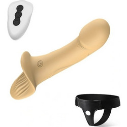 Guilty Toys Harness Strap On με Διπλό Dildo 24.5cm & Δόνηση Κίτρινο