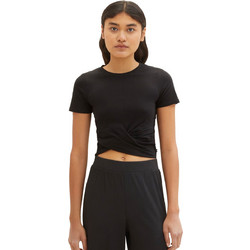 Tom Tailor Γυναικείο Καλοκαιρινό Crop Top Μαύρο 1036554-14482