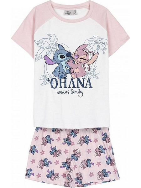 Disney Lilo & Stitch Παιδική Πιτζάμα Βαμβακερή Καλοκαιρινή Ροζ 2900002137 12τμχ