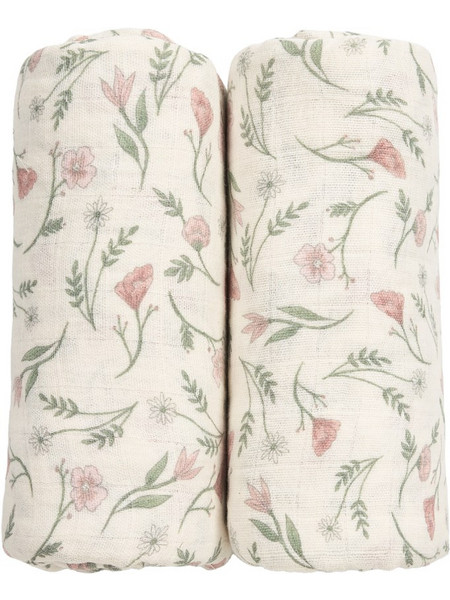 Meyco Baby Flower Πάνες Αγκαλιάς από Μουσελίνα Μπεζ 120x120cm 2τμχ