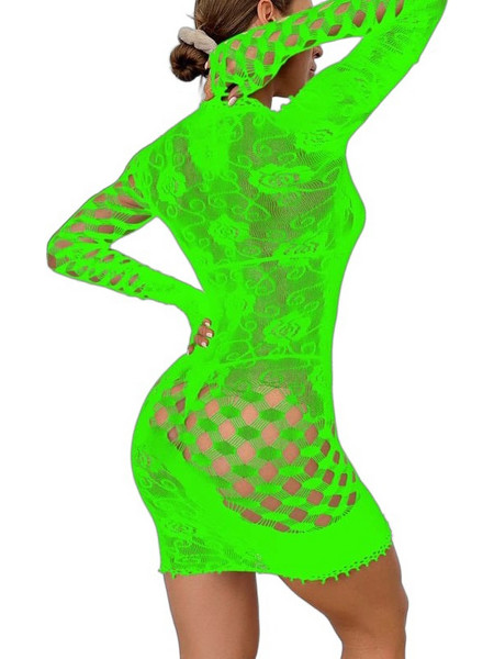 Kinksters Sexy Φόρεμα Διχτυωτό με Δαντέλα Πράσινο 6928048162495