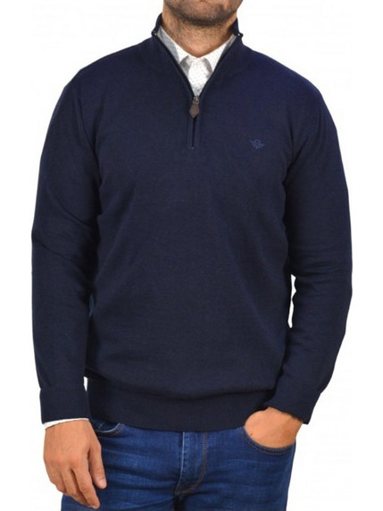 Gnious Ανδρικό Πουλόβερ με Φερμουάρ Navy Μπλε 21-300187