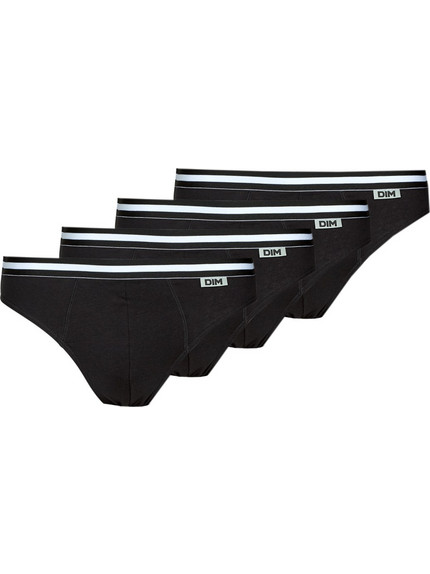 Dim Ανδρικά Σλιπ Βαμβακερά Μαύρα 4Pack D6577-0HZ