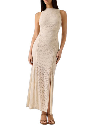 Guess Liza Maxi Καλοκαιρινό Φόρεμα για Γάμο / Βάπτιση Πλεκτό Μπεζ W6GK16K2953-A11C