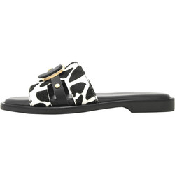 Gianna Kazakou Nieselle Γυναικεία Σανδάλια Suede Μαύρα Λευκά AM21.3003.SA.P