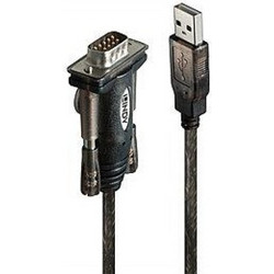 Lindy 42855 Καλώδιο Braided RS-232 DB9 Male to USB-A 1.5m Black