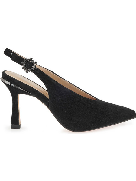 Alma en Pena Γόβες Suede Slingback με Λεπτό Ψηλό Τακούνι Μαύρες I260247