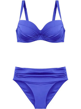 Solano Bloomed Moon Bikini Set με Ενίσχυση Ψηλόμεσο Μπλε 1041D