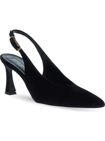 Maison Minrelle Γόβες Suede Slingback με Λεπτό Ψηλό Τακούνι Μαύρες 10634020
