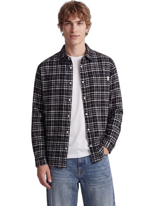 Jack & Jones Ανδρικό Πουκάμισο Βαμβακερό Καρό Μακρυμάνικο Κανονική Γραμμή Overshirt Μαύρο 12301088