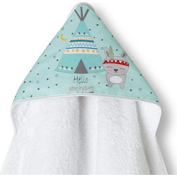 Interbaby Tipi Oso Βρεφικό Μπουρνούζι Κάπα Τιρκουάζ 100x100cm