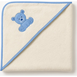 Beboulino Bear Βρεφικό Μπουρνούζι Κάπα Μπεζ Γαλάζιο 90x90cm