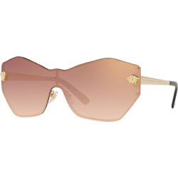 Versace VE2182-12526F Γυναικεία Γυαλιά Ηλίου Πολυγωνικά Μεταλλικά Χρυσά με Καφέ Φακό