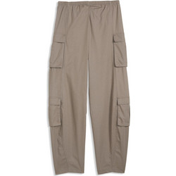 Puma Ψηλόμεσο Υφασμάτινο Γυναικείο Παντελόνι Cargo Relaxed Εφαρμογή με Λάστιχο Γκρι 636675-81