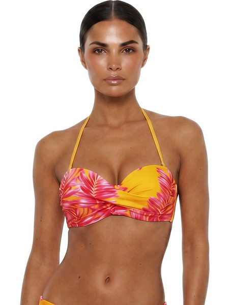 Bluepoint Sun Block Bikini Top Strapless Κίτρινο Φούξια 26066063C-08