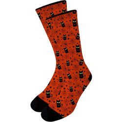 NODO Spooky Cats & Webs Ανδρικές Κάλτσες Ψηλές με Σχέδια Κόκκινες PR10032